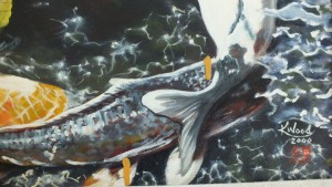 Kate's painting of koi fish needed restoration.