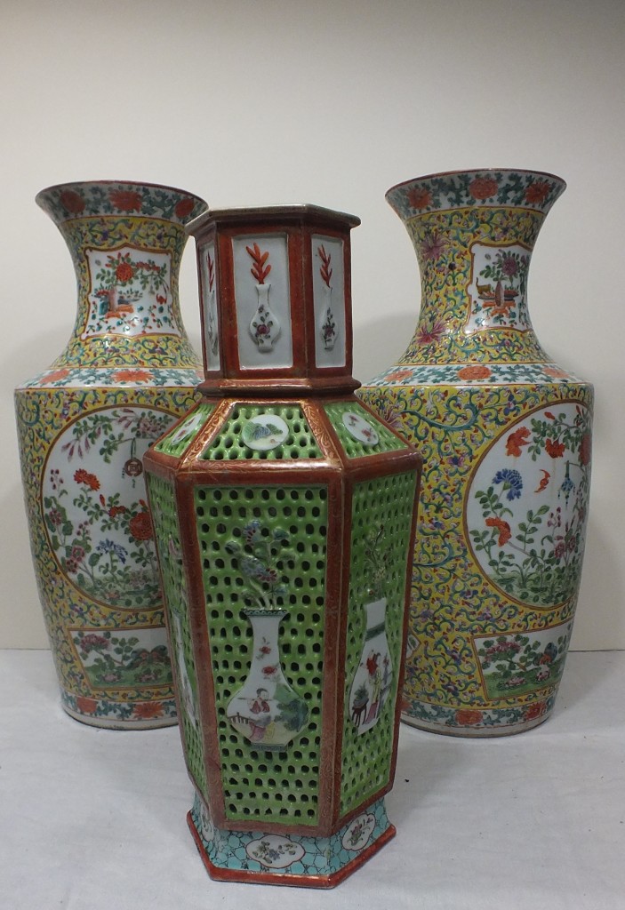 Three gorgeous vases gloriously restored.